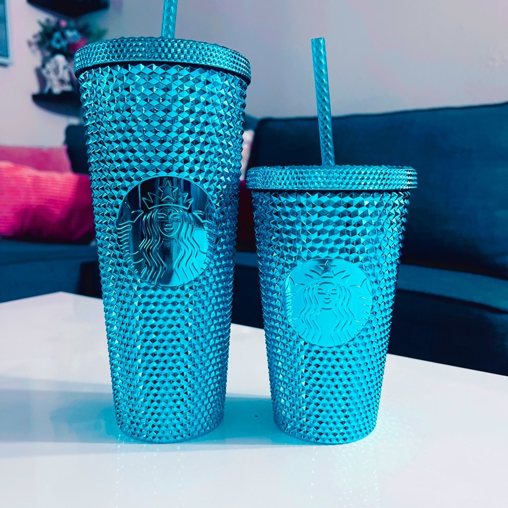 Starbucks Blue Chrome Studded 2023 Summer Tumbler 24oz & 16oz
